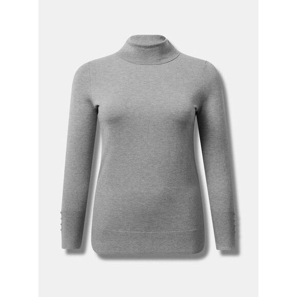 Torrid Everyday Soft Pullover Turtleneck Sweater 1X Gray Long Sleeve #40895216 - Picture 3 of 9